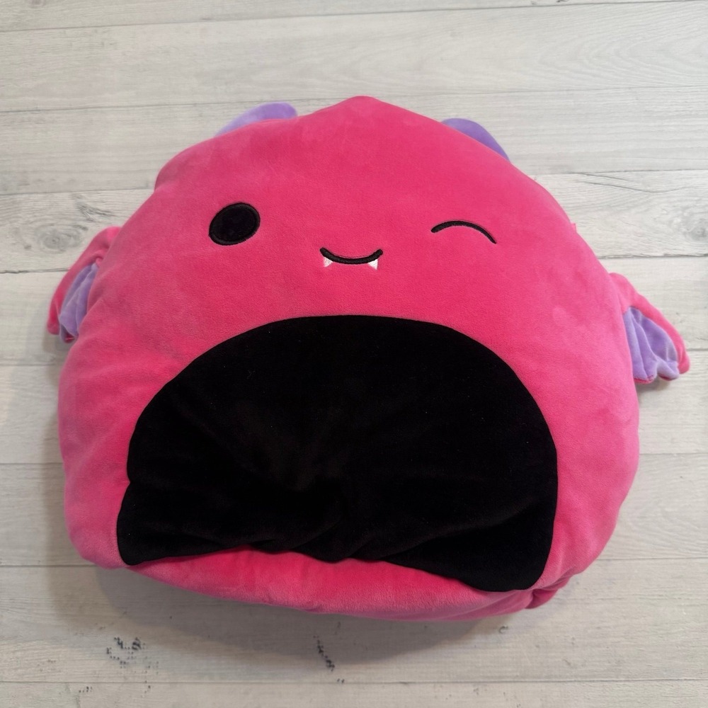 Squishmallows Halloween Plush Treat Pail Wakisha The Pink Bat 16"